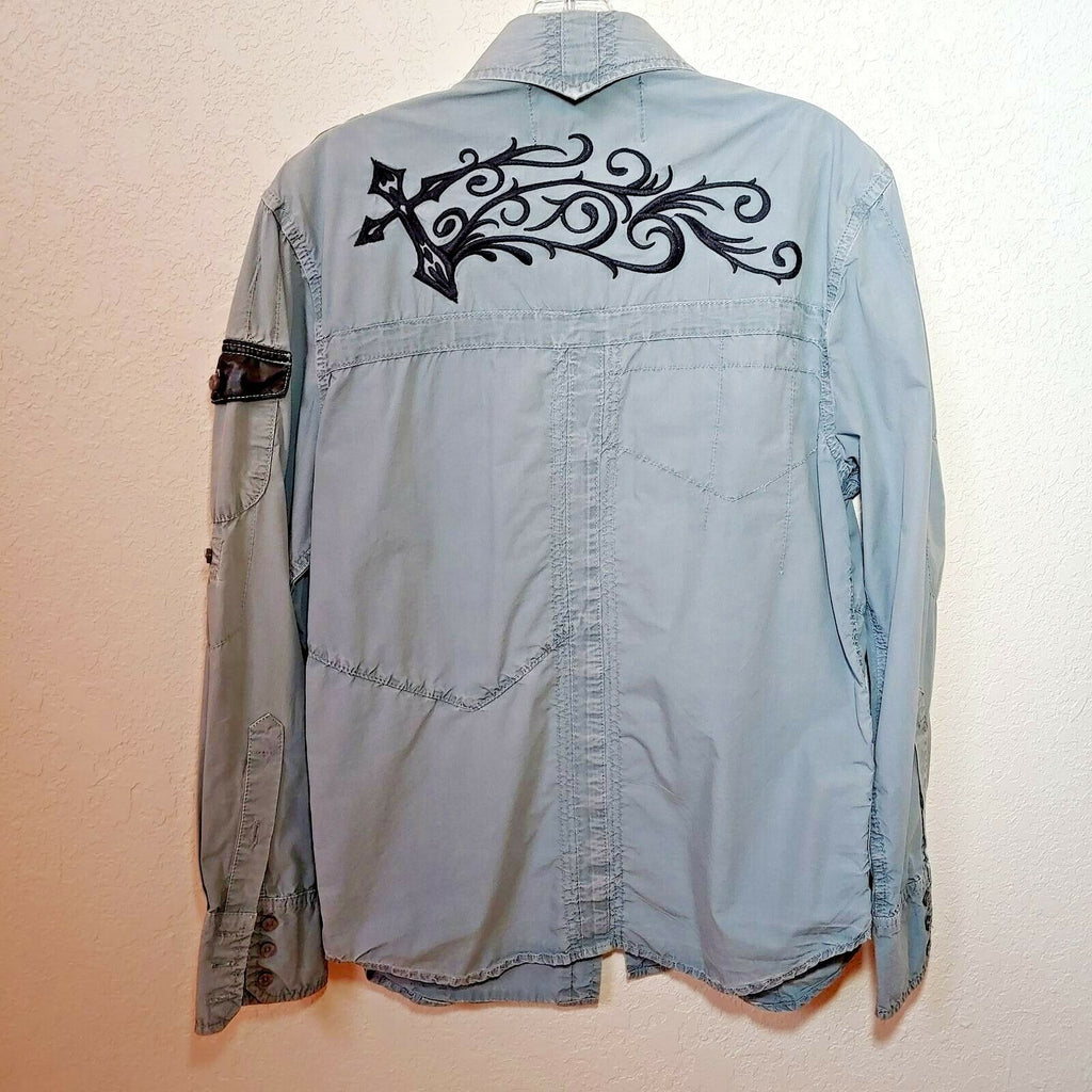 Rebel Spirit Gray Brigade Men's Medium Button-Down Long sleeve Shirt