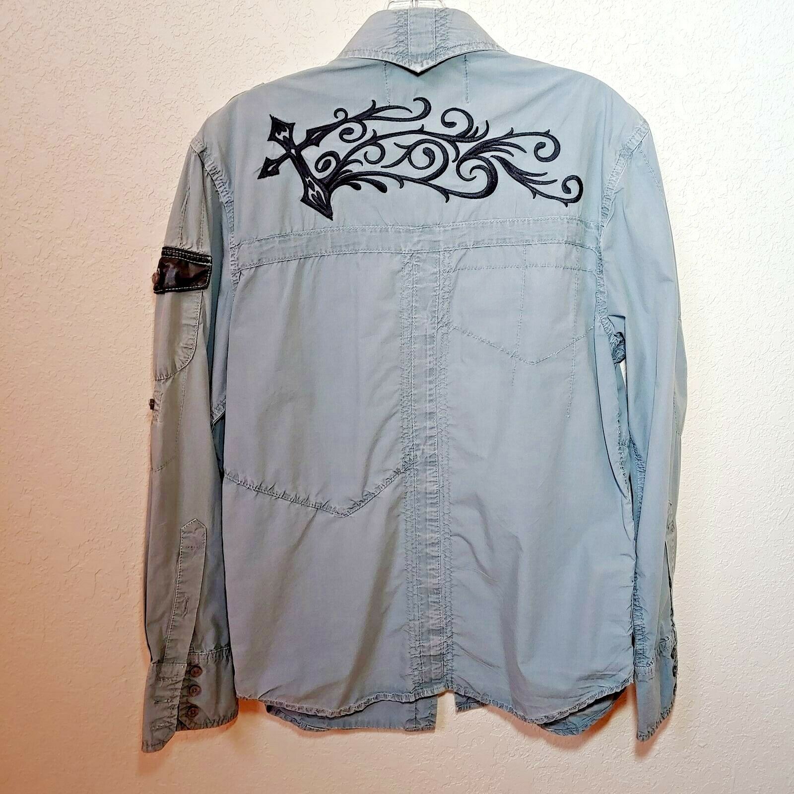 Rebel Spirit Gray Brigade Men's Medium Button-Down Long sleeve Shirt