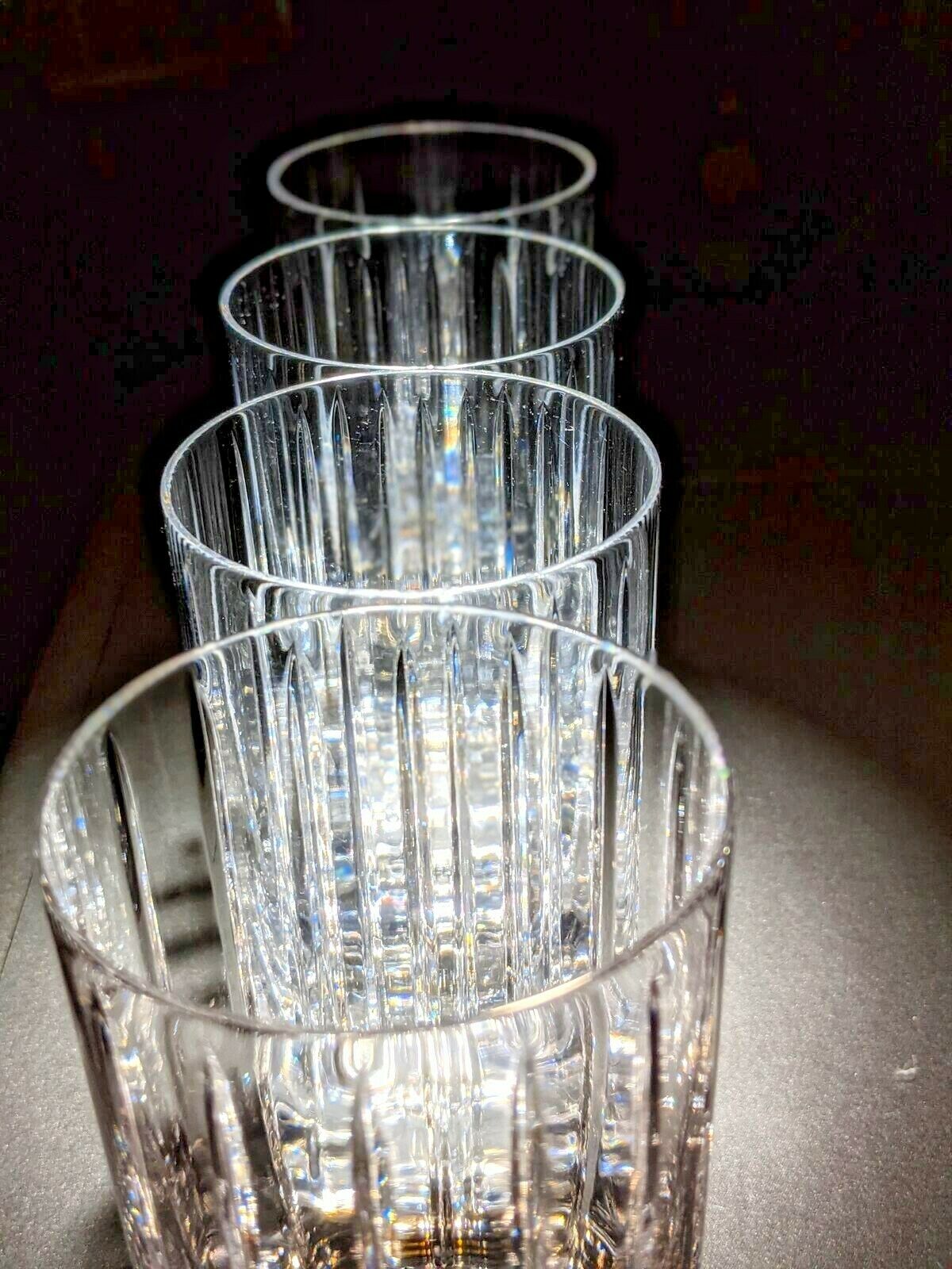 Faberge Atelier Crystal Collection  Highball Glasses set of 4 NIB  5 1/4" H x 2 7/8" W