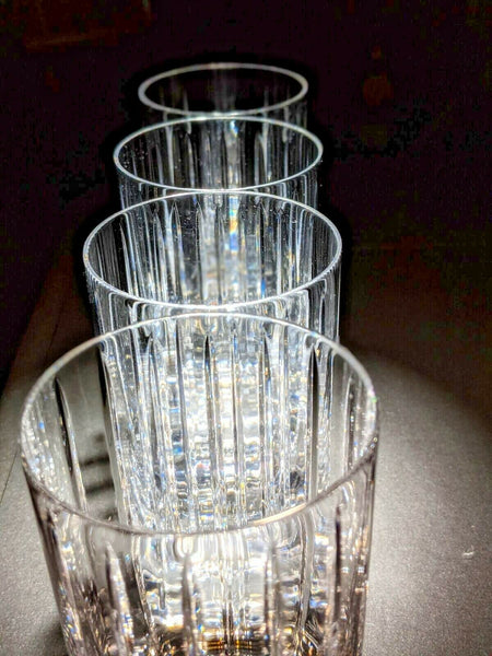 Faberge Atelier Crystal Collection  Highball Glasses set of 4 NIB  5 1/4" H x 2 7/8" W