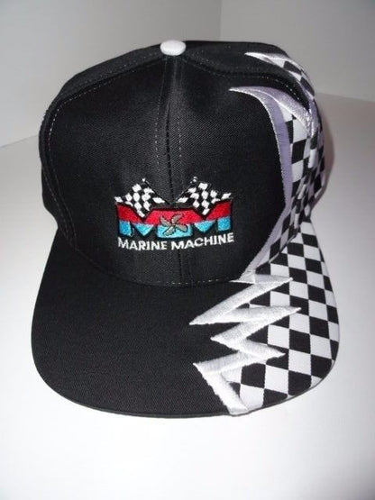 Marine Machine embroidered black baseball cap with checkered Flags