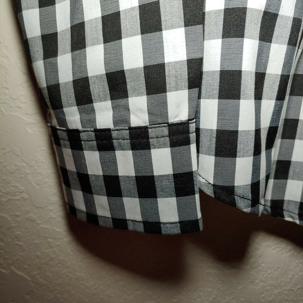 Checkered Black |Men's Large Button-Down Long Sleeve Shirt