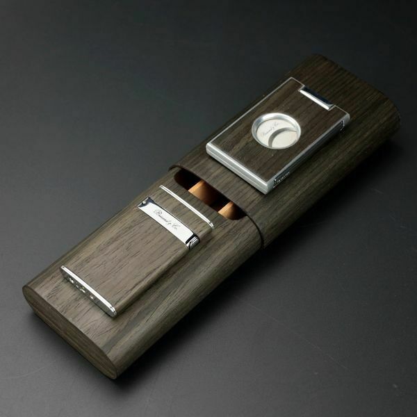 Brizard and Co. - "Show Band" 3 Cigar Case - Gunmetal Ebony