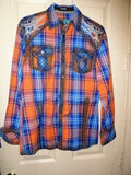 Roar Signature Long  Sleeve Button Up Shirt Size Medium