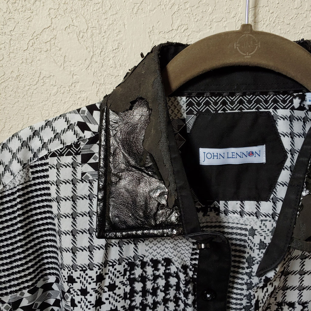 John Lennon | Men's Black and White Patterned Long sleeve Button down  Shirt