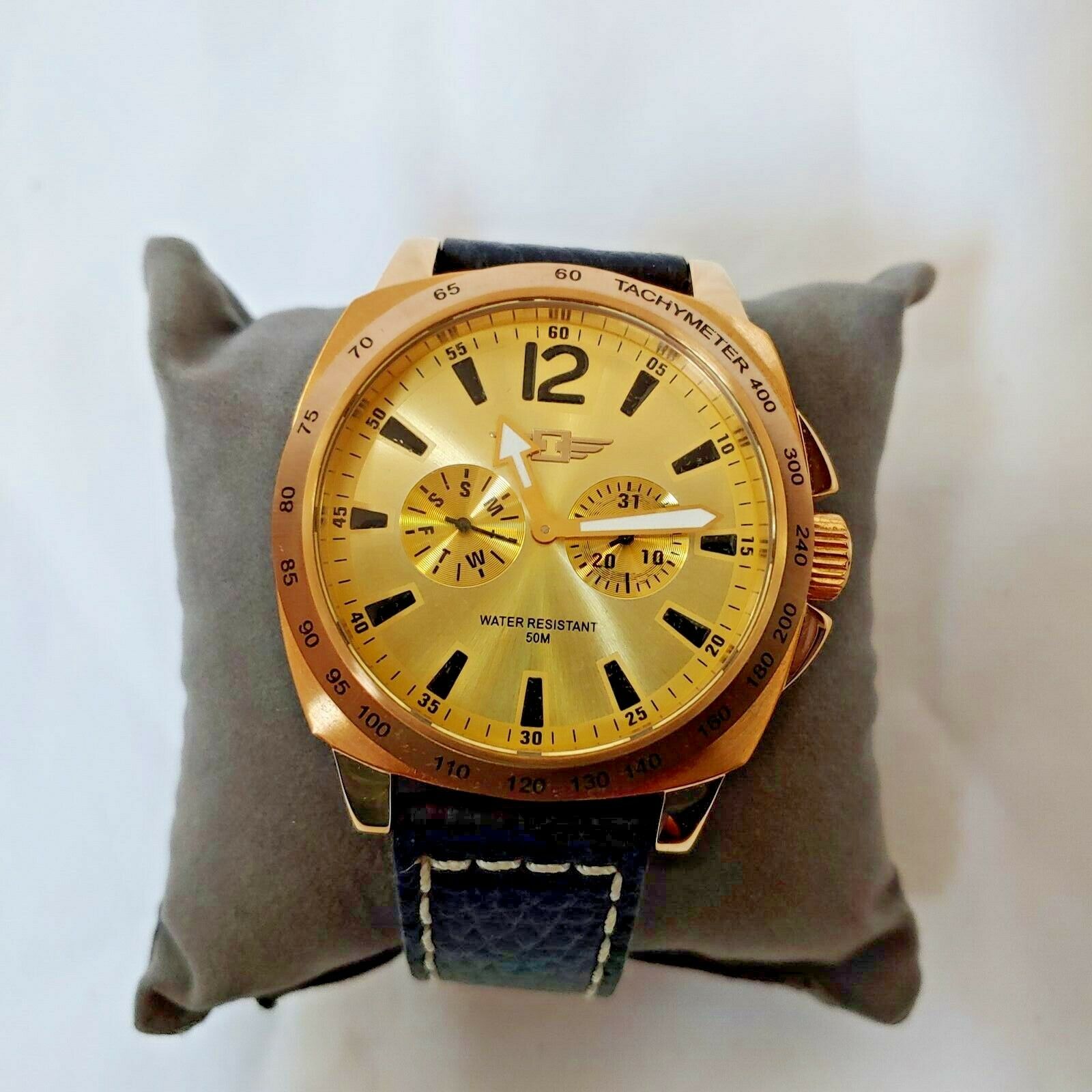 I by Invicta IBI43660-004 Men's Watch | Gold Case, Black Leather Band