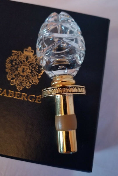 Faberge Clear Etched  Crystal  Bottle Stopper