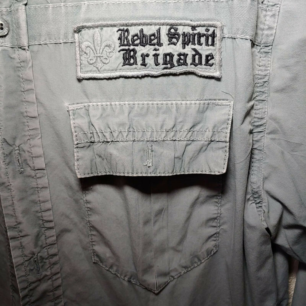 Rebel Spirit Gray Brigade Men's Medium Button-Down Long sleeve Shirt