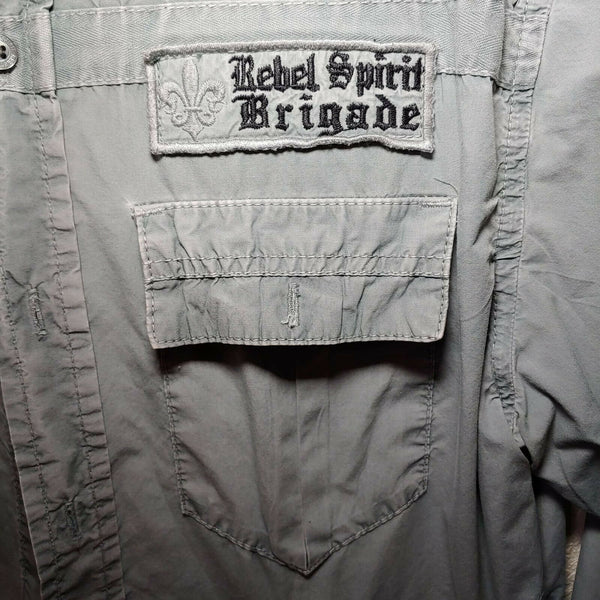Rebel Spirit Gray Brigade Men's Medium Button-Down Long sleeve Shirt