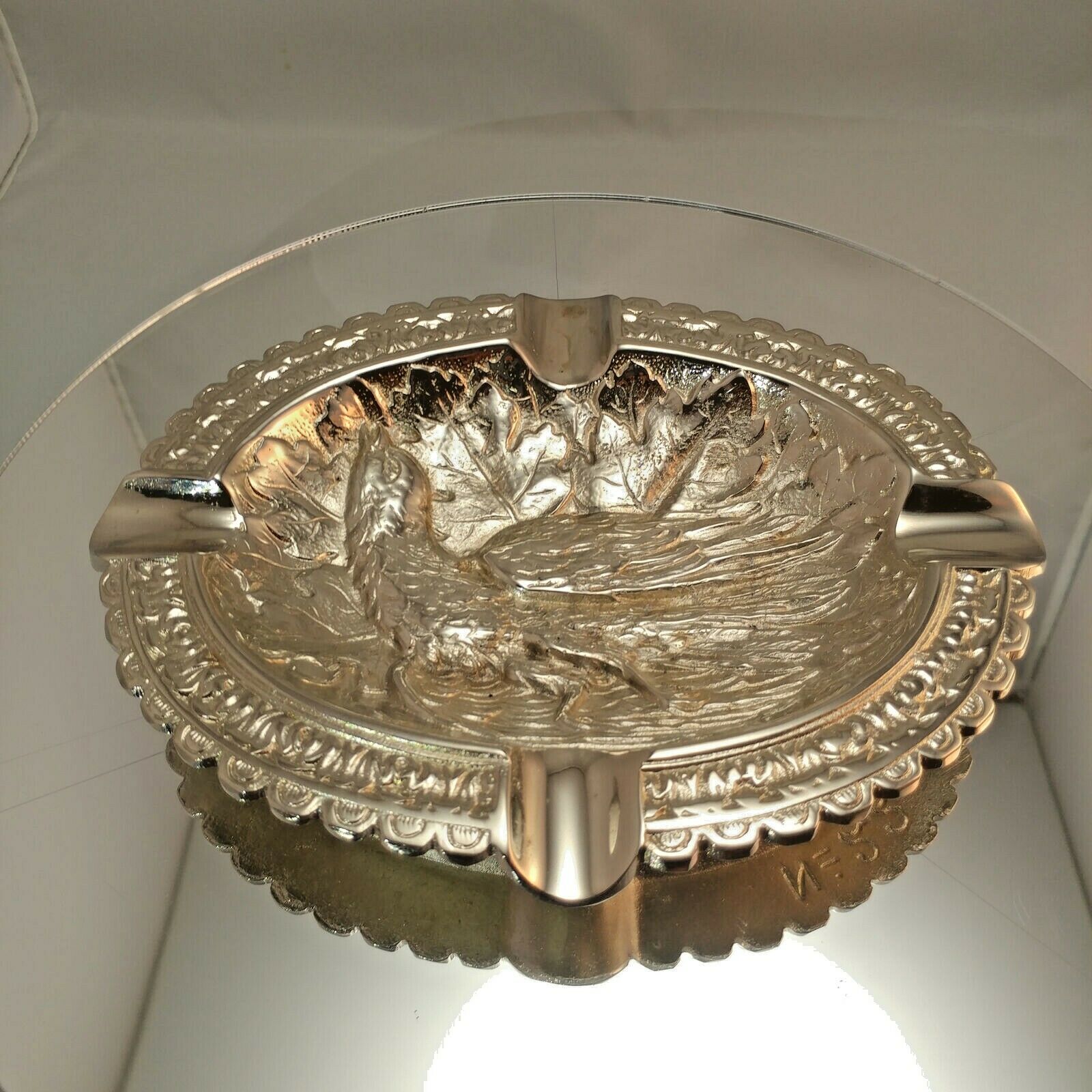 BIRD STYLE BRASS CHROME PLATED ASHTRAY