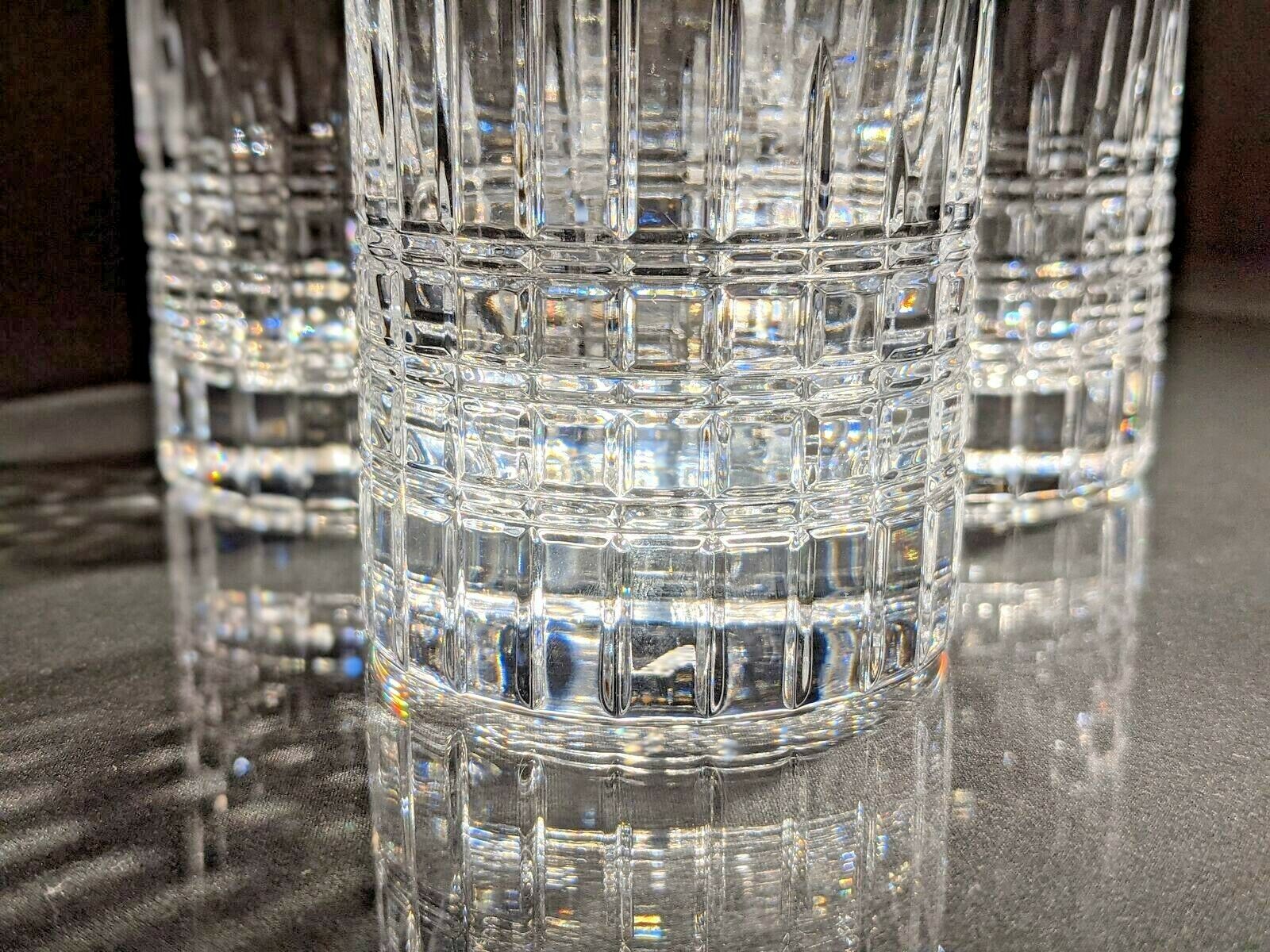 Faberge Atelier Clear Crystal Collection Tall Glasses  5 3/8" H x 2 3/4" W