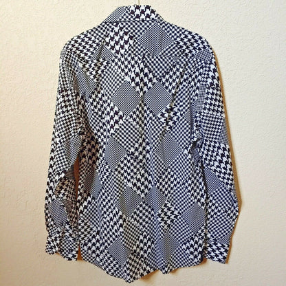 John Lennon | Men's Black and White Patterned Longsleeve Buttondown Casual Shirt