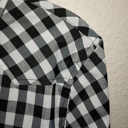 Checkered Black |Men's Large Button-Down Long Sleeve Shirt