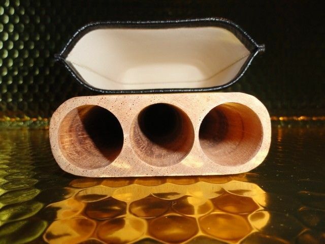 Black & Gold Leather & wood Carrying Case