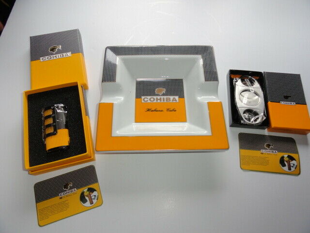 Ashtray, lighter and cutter combo