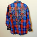 Roar | Men's Plaid Long sleeve Button down Casual Shirt | Medium