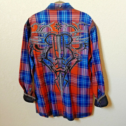Roar | Men's Plaid Long sleeve Button down Casual Shirt | Medium