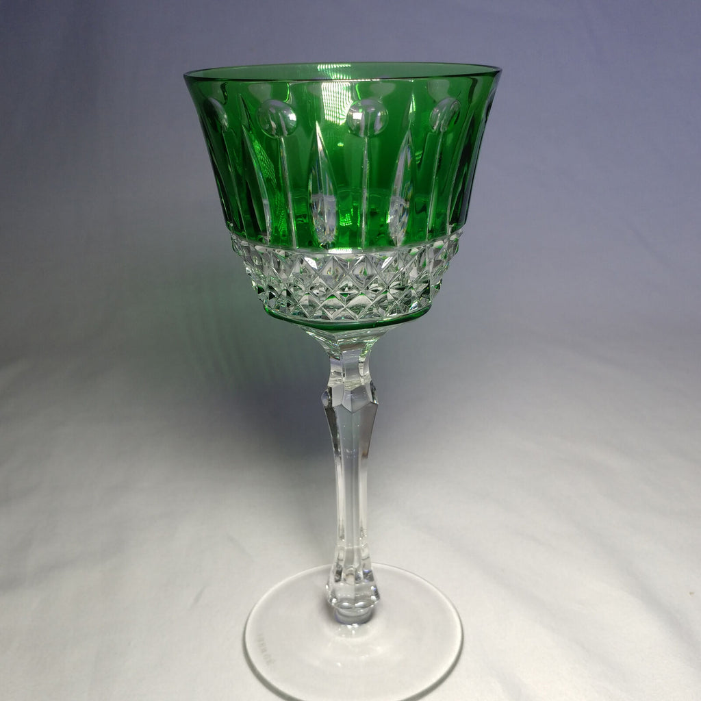 Faberge Xenia  Emerald Green Cut to Clear Crystal Glass Signed