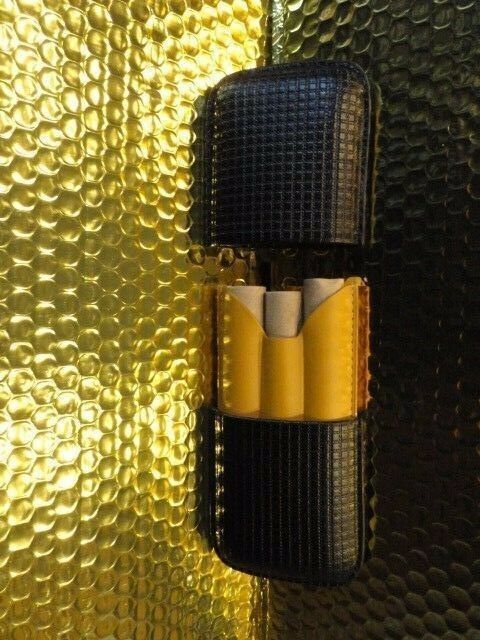 Black & Gold Leather Carrying Case