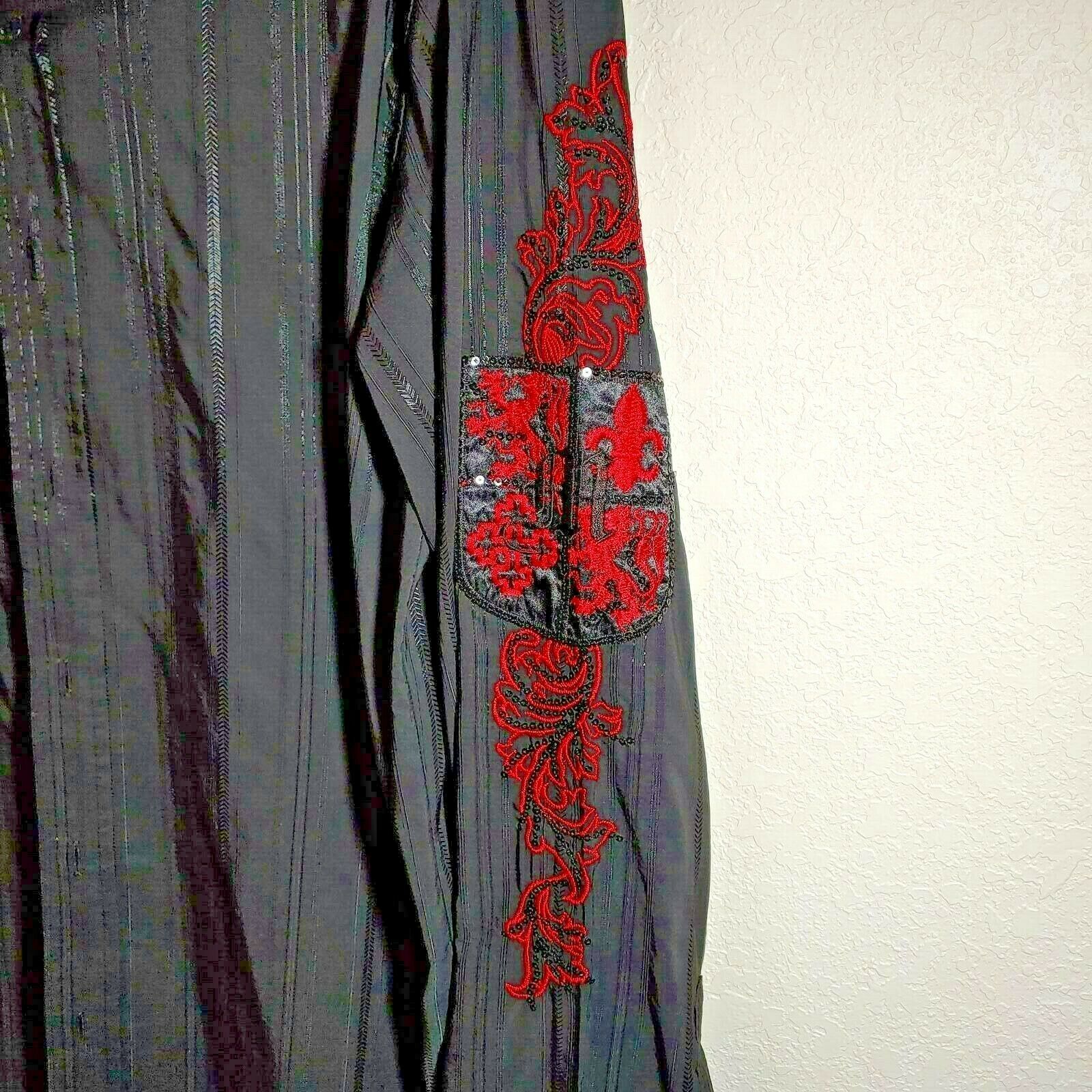 Mondo Black & Red  Men's X-Large Button-Down Long sleeve Shirt