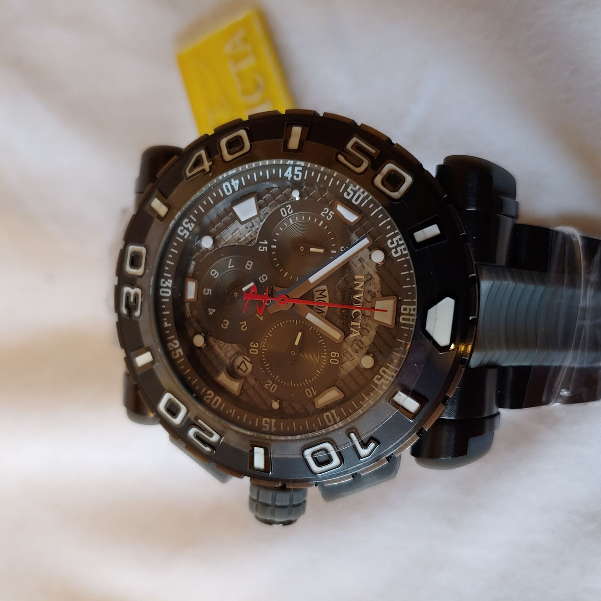 INVICTA RESERVE OCEAN HAWK QUARTZ WATCH - BLACK, GUNMETAL CASE WITH BLACK