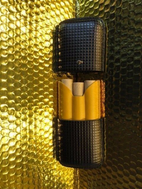 Black & Gold Leather Carrying Case