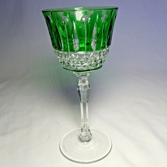 Faberge Xenia  Emerald Green Cut to Clear Crystal Glass Signed