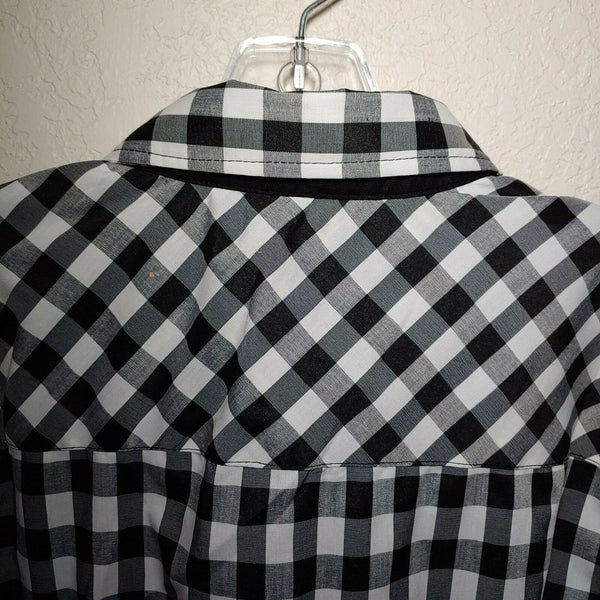 Checkered Black |Men's Large Button-Down Long Sleeve Shirt