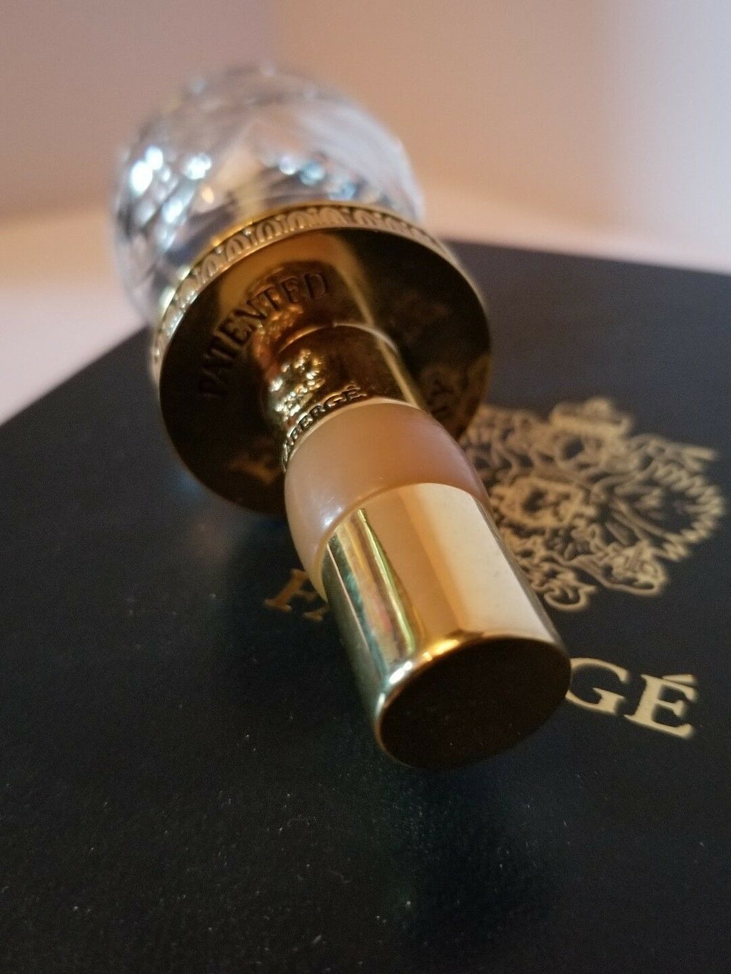 Faberge Clear Etched  Crystal  Bottle Stopper