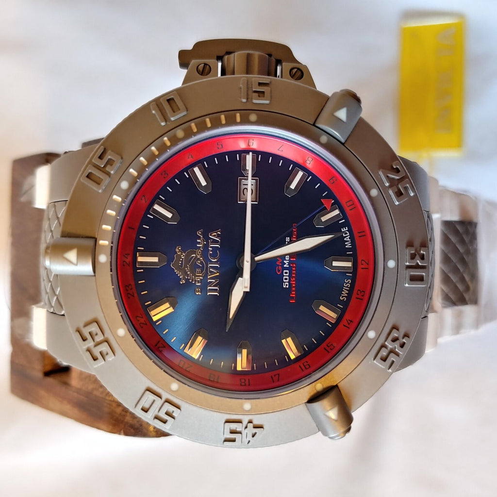 INVICTA SUBAQUA NOMA III MENS QUARTZ 50MM BLUE, RED CASE STAINLESS STEEL DIAL