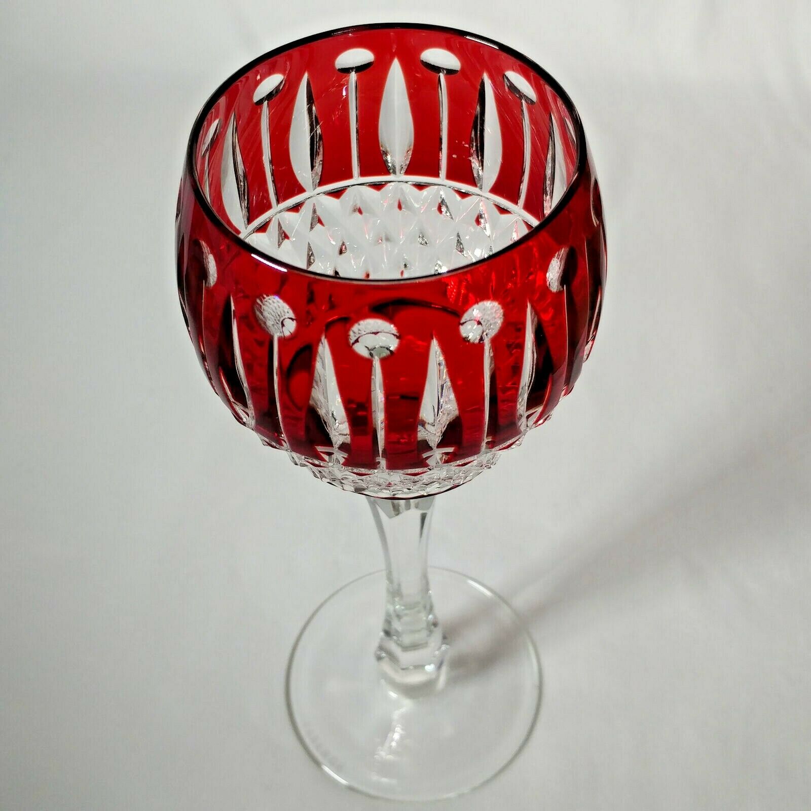 FABERGE XENIA  IMPERIAL RED CASED CUT TO CLEAR CRYSTAL GOBLET | SINGLE