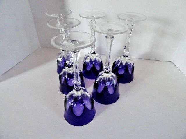 Faberge regency goblets in cobalt  blue crystal