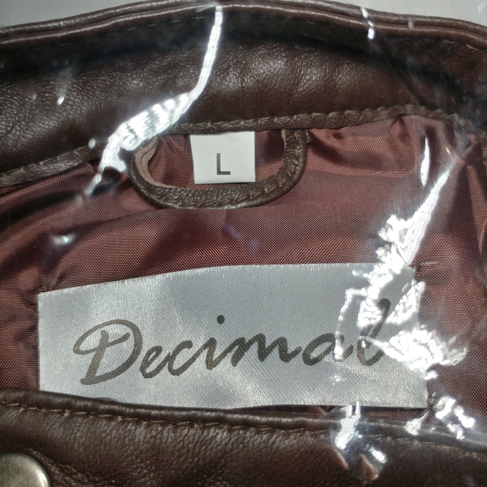 Decimal | Men's Brown Leather Jacket | Size: Large | Style:U60-L | NEW