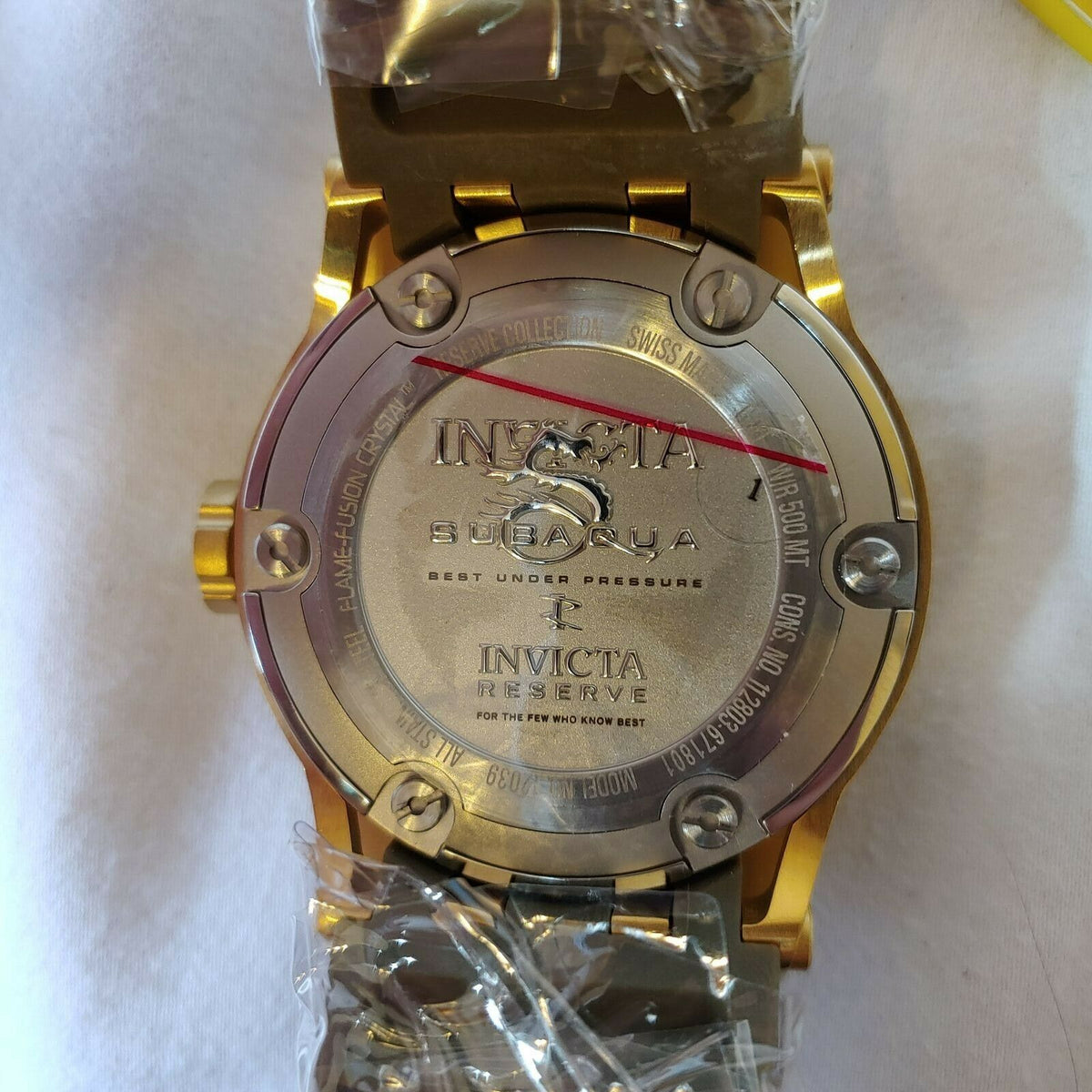 INVICTA SUBAQUA QUARTZ - GOLD CASE W/GOLD OLIVE GREEN TONE STAINLESS STEEL BAND