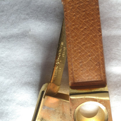 BROWN LEATHER HANDLE CIGAR CUTTER DONATUS SOLINGEN GERMANY