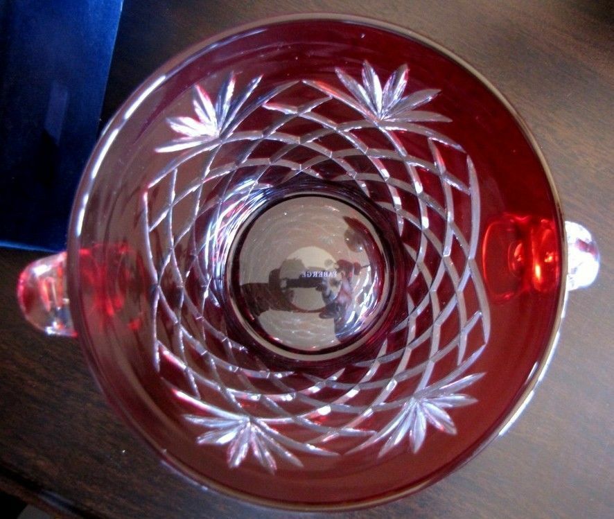 Faberge Odessa Ruby Red Ice Bucket in the original presentation box