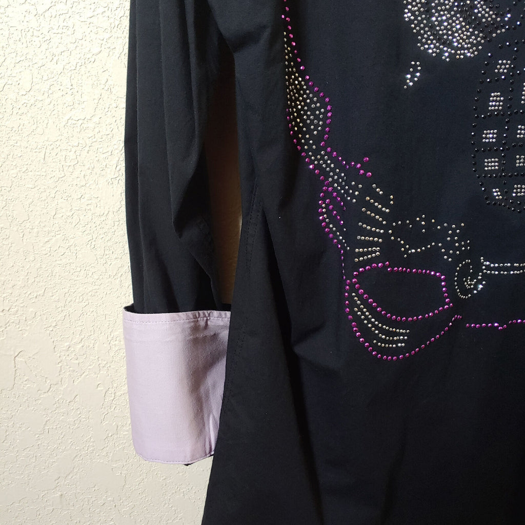 BC Men | Black Long sleeve Button down Casual Shirt | Medium