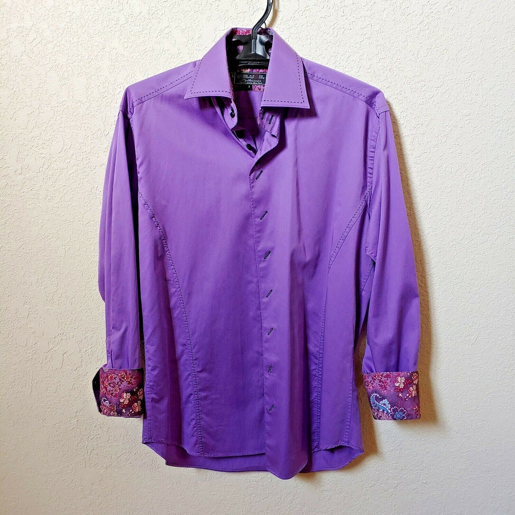Deluxe Collection | Men's Purple Long sleeve Button down Casual Shirt | Sz. 3