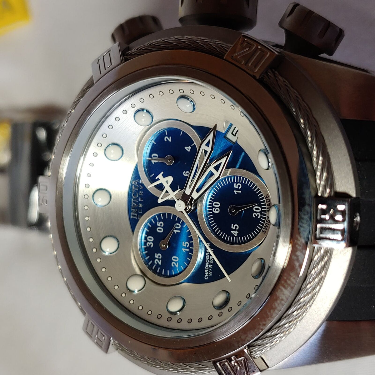 INVICTA BOLT ZEUS ZEUS MEN'S QUARTZ STAINLESS STEEL CASE, BLUE, SILVER DIAL
