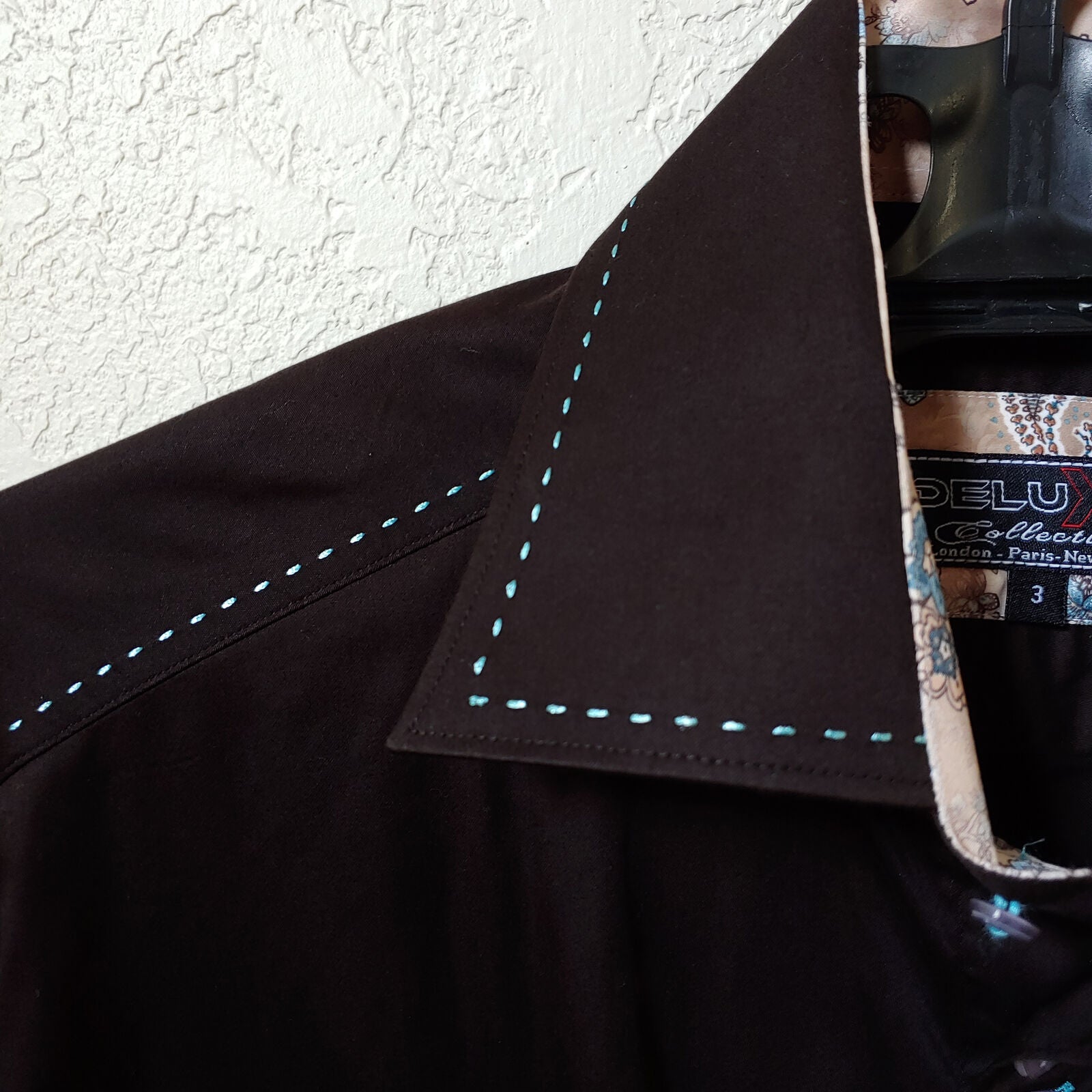 Deluxe Collection | Men's Black long sleeve Button down Casual Shirt | Sz. 3