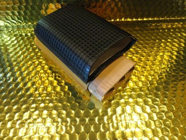 Black & Gold Leather & wood Carrying Case