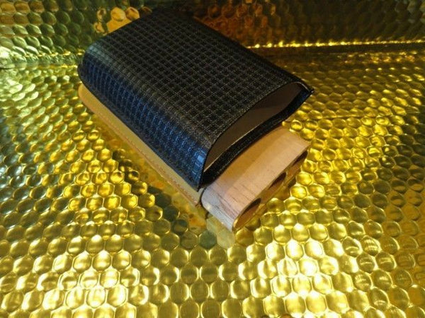 Black & Gold Leather & wood Carrying Case