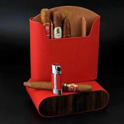 Brizard and Co - The "Show Band" Travel Humidor - Sunrise Red and Macassar Ebony