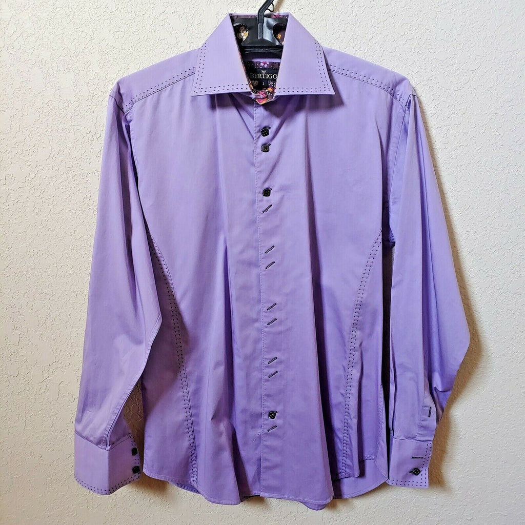 Bertigo | Men's Purple Long sleeve Button down Casual Shirt