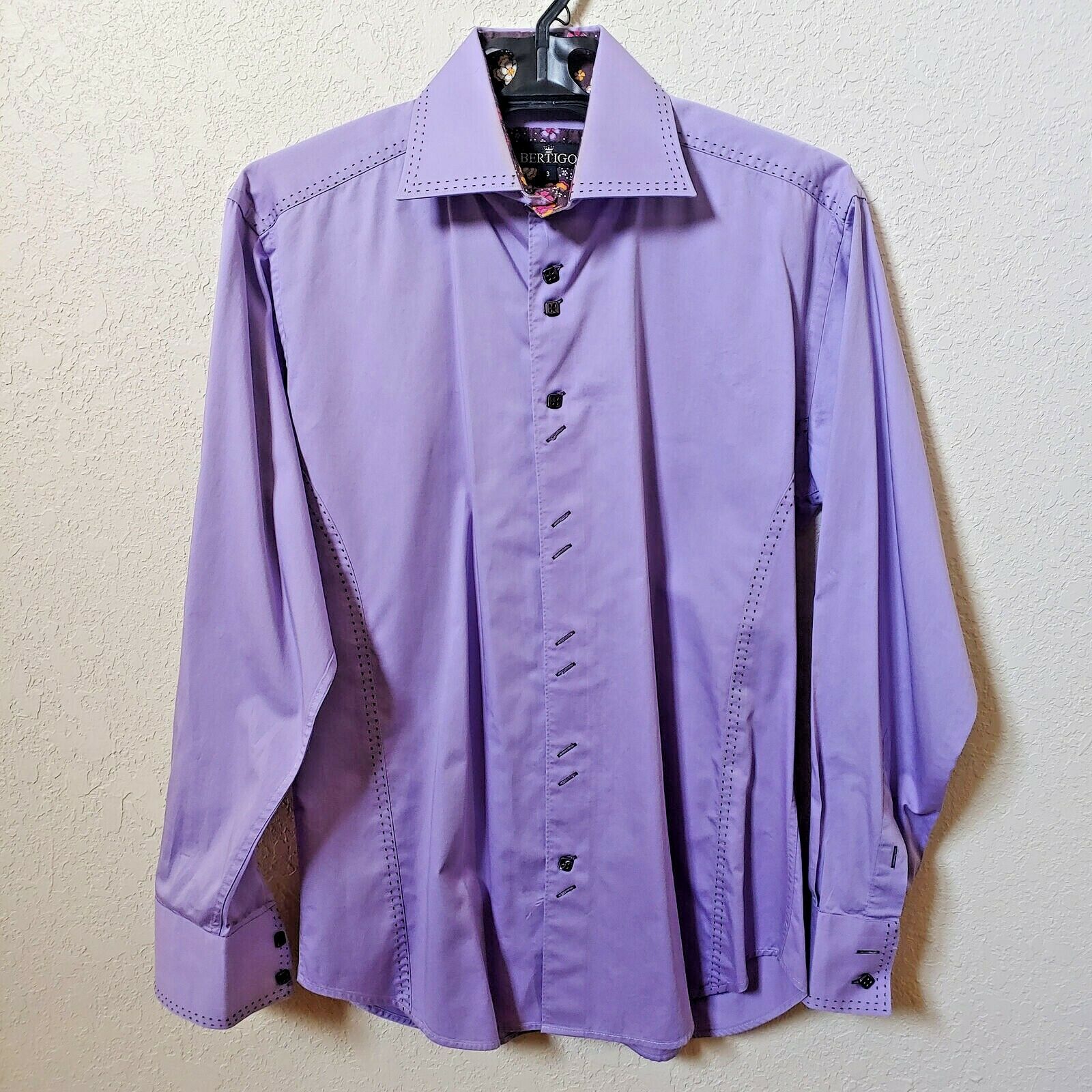 Bertigo | Men's Purple Long sleeve Button down Casual Shirt