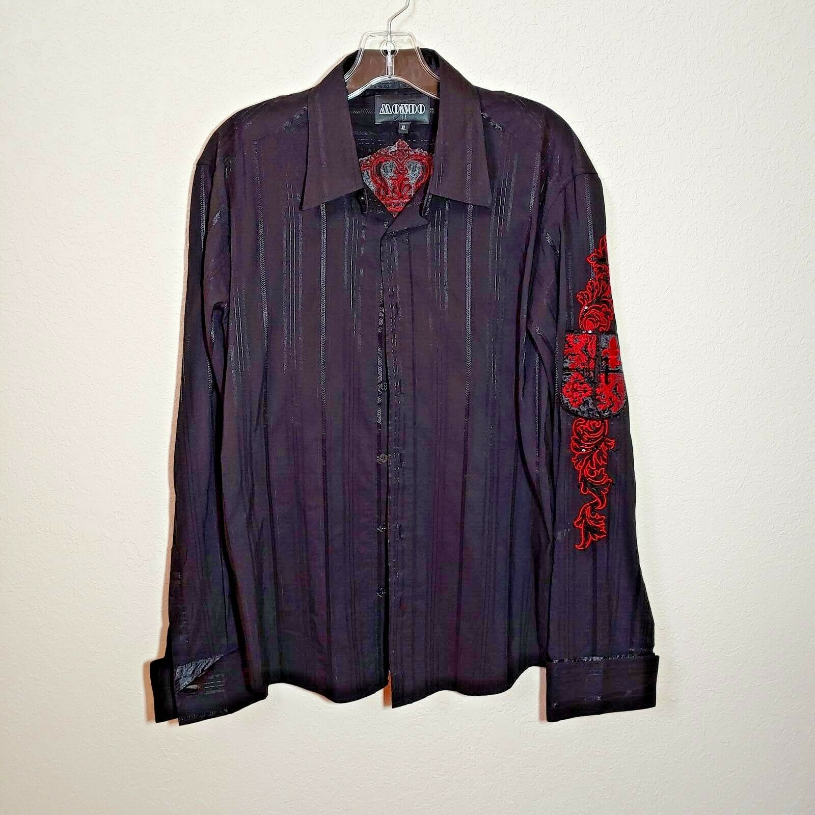 Mondo Black & Red  Men's X-Large Button-Down Long sleeve Shirt