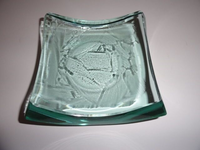 Stephen Schlanser Art Glass Bowl Brush Strokes Signed and Dated 1996