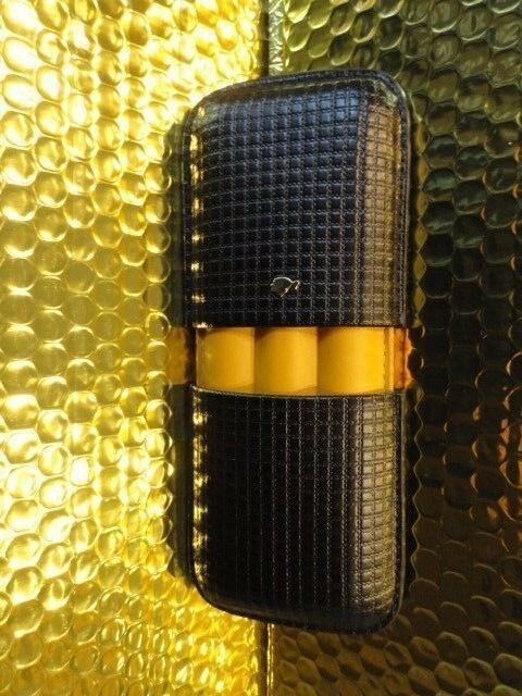 Black & Gold Leather Carrying Case