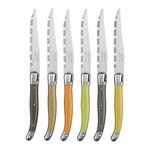Laguiole Natura 6 Steak Knife Set & Wood Tray