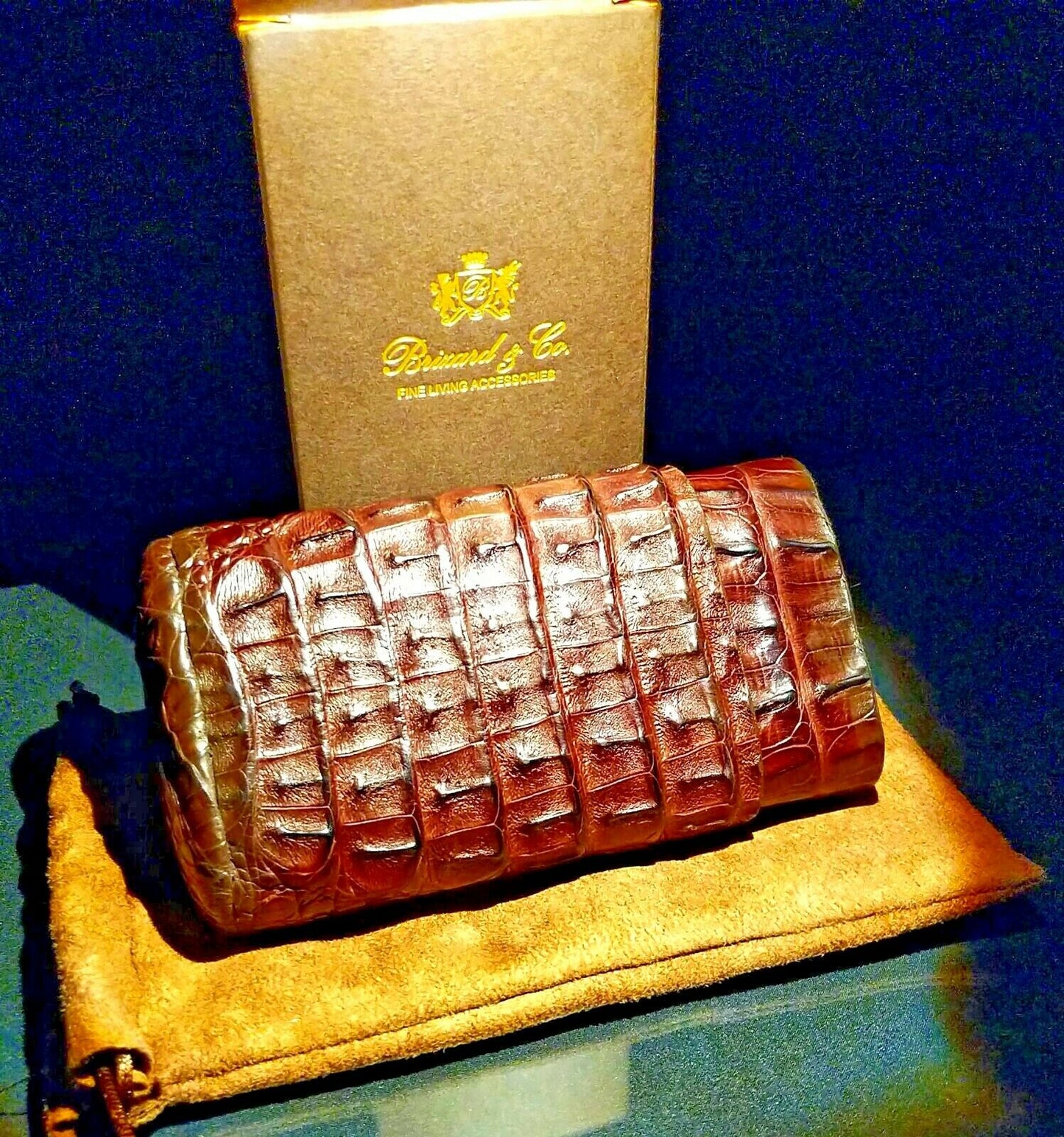 Brizard and Co Brown Croco Pattern  Case, Cutter and Lighter Combo